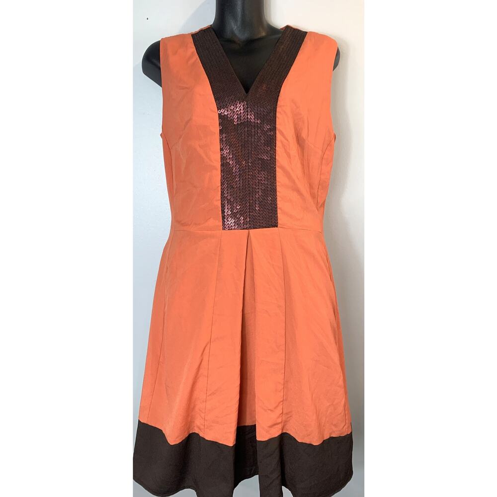 Avirate Orange Sequin Dress | V-Neck Sleeveless | Size 14 Glam Party